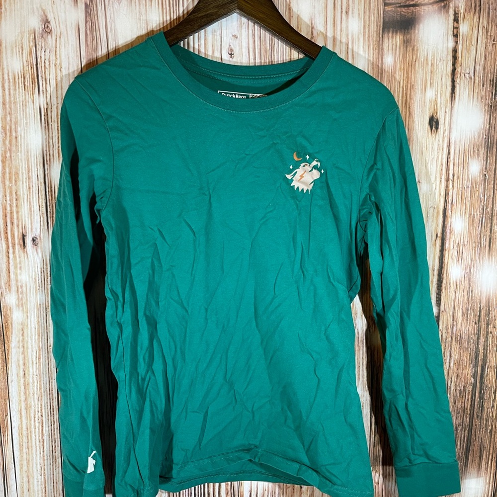 Dutch Bros Shirt Mens Med Green Long Sleeve Killer Coffee Wolf Crew Neck Casual